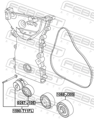 1590T11FL Febest Натяжна планка поліклинового ременя
