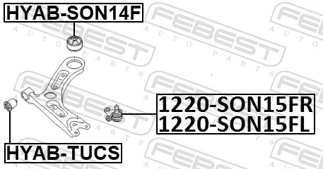 1220SON15FR Febest Кульова опора, нижня, права