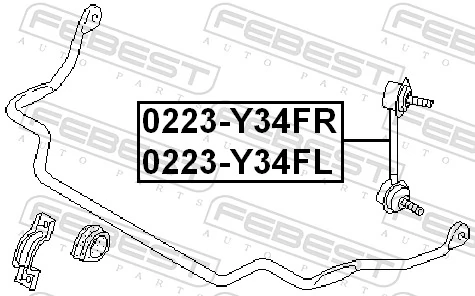 0223Y34FL Febest Стійка стабілізатора, переднього, ліва