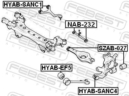SZAB027 Febest Сайлентблок задньої тяги