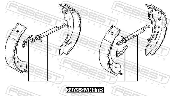 2404SAN8TR Febest Механізм підведення (самопідведення) барабанних колодок/розвідний ремкомплект