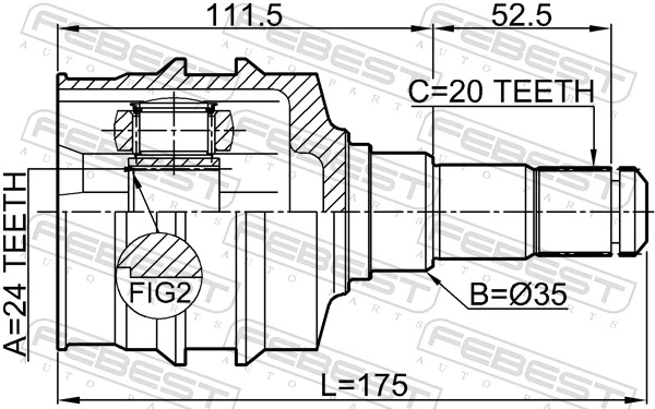 0111SXV20LH Febest ШРКШ внутрішній, передній