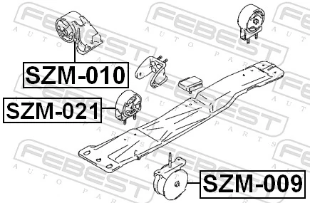 SZM021 Febest Подушка передньої опори двигуна