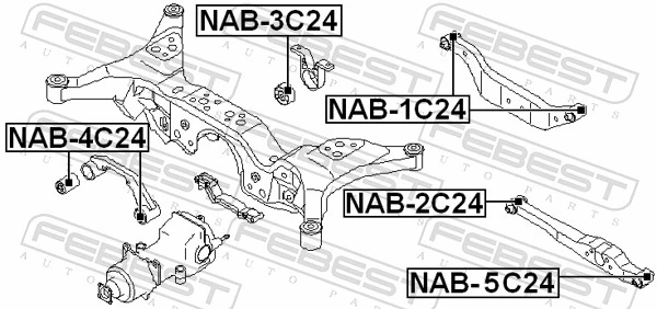 NAB2C24 Febest Сайлентблок задньої тяги