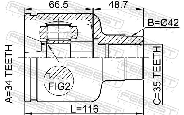 2111GE30RH Febest ШРКШ внутрішній, передній, правий