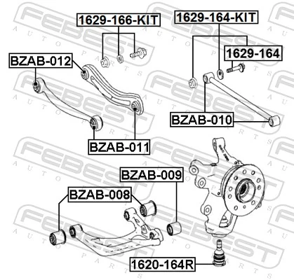 1629166KIT Febest Болт кріплення заднього верхнього важеля, внутрішній