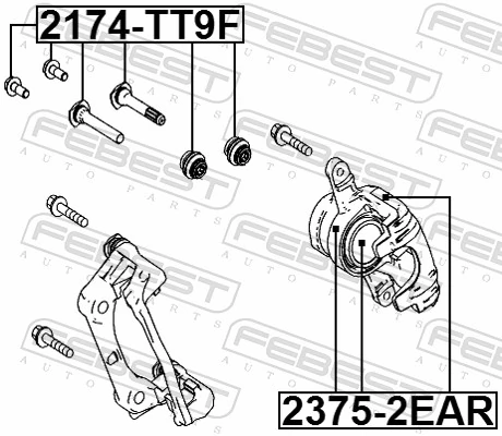 23752EAR Febest Ремкомплект заднього гальмівного супорта