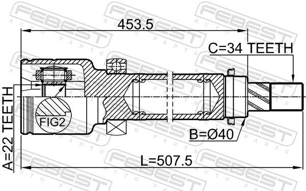 2111CB8RH Febest ШРКШ внутрішній, передній, правий