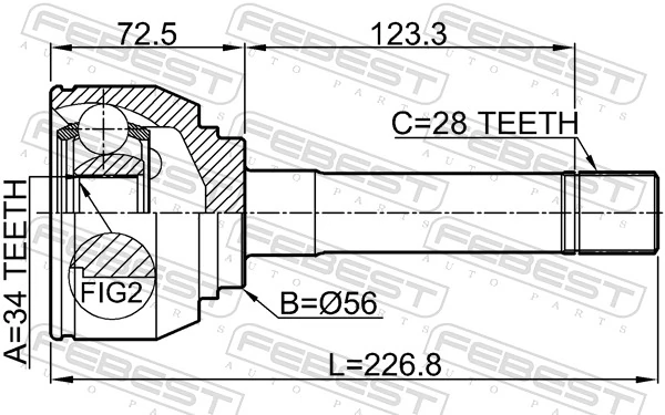 1210H1 Febest Граната зовнішня