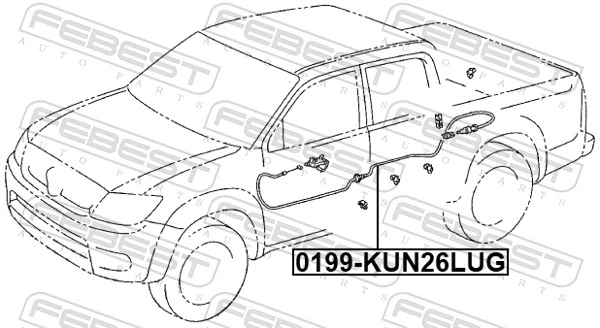 0199KUN26LUG Febest Трос відкривання лючка бензобака