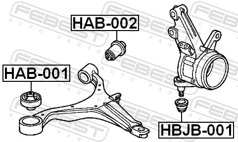 HAB002 Febest Сайлентблок переднього нижнього важеля