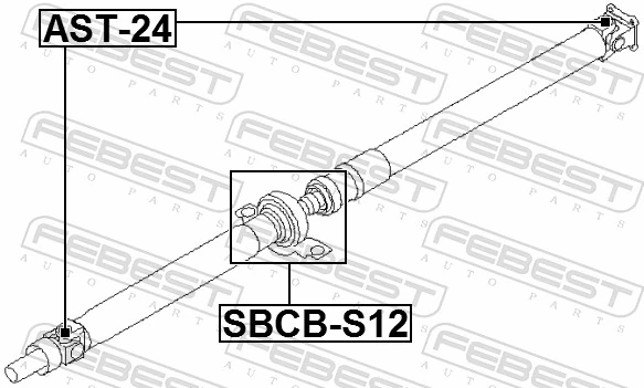 SBCBS12 Febest Підвісний підшипник карданного валу