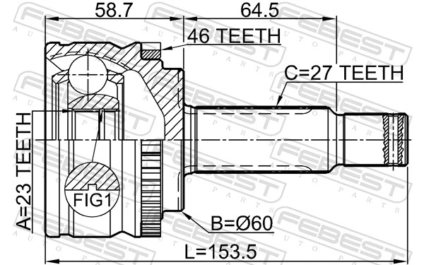 2210CD20A46 Febest Граната зовнішня