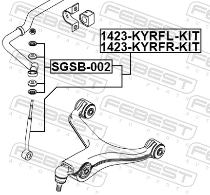 1423KYRFLKIT Febest Стійка стабілізатора, переднього, ліва