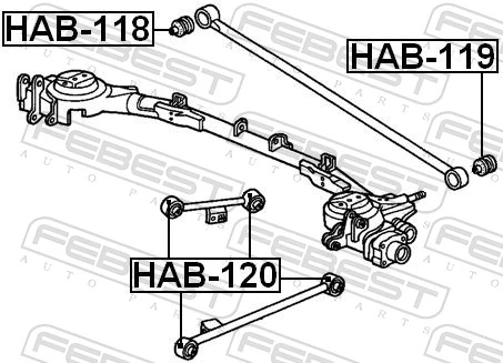 HAB118 Febest Сайлентблок тяги поперечної, задньої підвіски