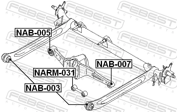 NAB003 Febest Сайлентблок балки моста
