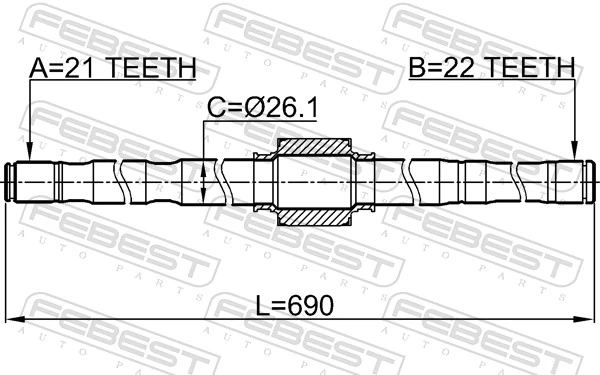 0212E11RH Febest Привід передній правий