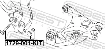 1729001KIT Febest Болт заднього поздовжнього важеля, розвальний