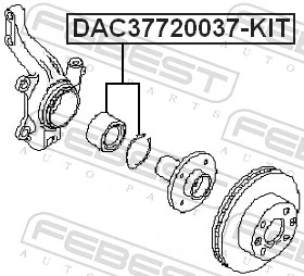 DAC37720037KIT Febest Підшипник маточини передньої
