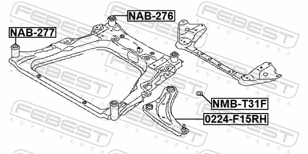 NMBT31F Febest Втулка передньої поздовжньої балки двигуна