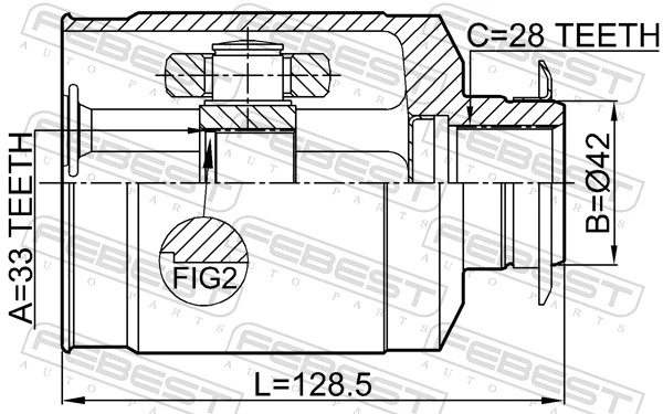 2211XM12RH Febest ШРКШ внутрішній, передній, правий