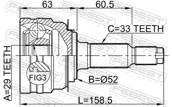 1110J150 Febest Граната зовнішня