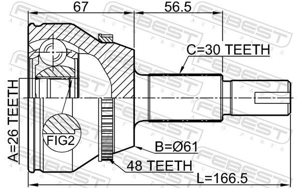 0110GGL15A48 Febest Граната зовнішня