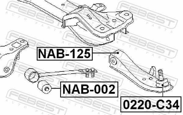 NAB125 Febest Сайлентблок переднього нижнього важеля