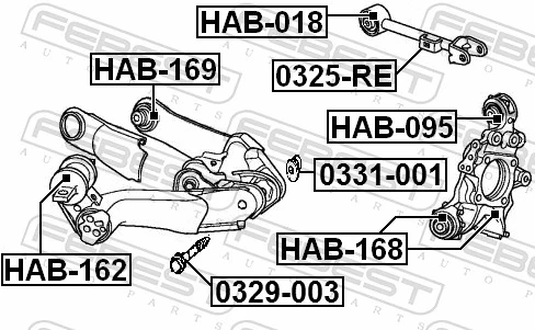 HAB162 Febest Сайлентблок задньої тяги