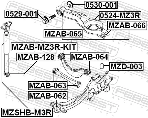 Сайлентблок амортизатора заднього на Mazda 3  BL