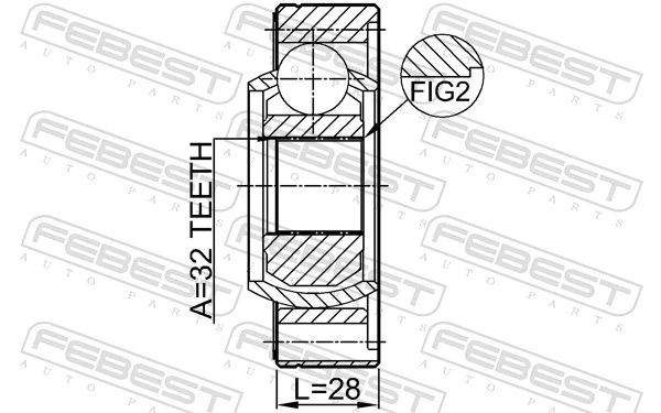 1911E46SHA Febest ШРУС карданного валу заднього, задній