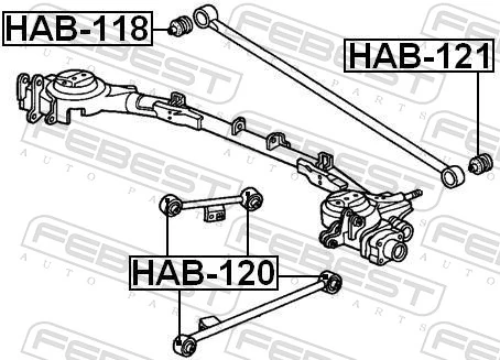 HAB121 Febest Сайлентблок тяги поперечної, задньої підвіски