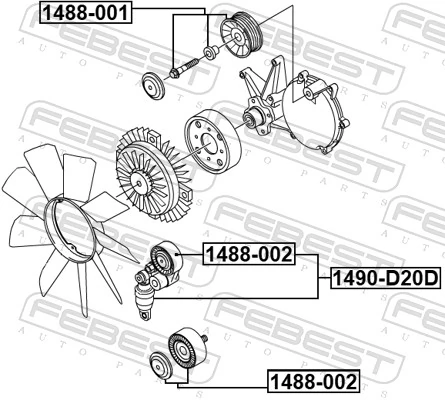 1490D20D Febest Натяжна планка поліклинового ременя