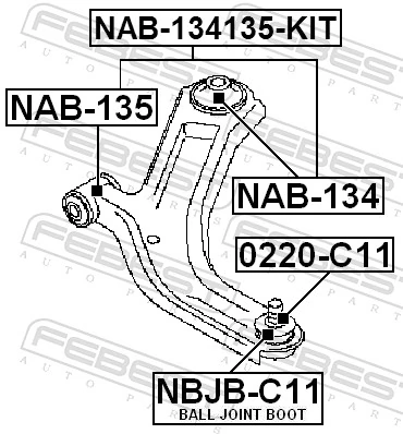 NAB134 Febest Сайлентблок переднього нижнього важеля