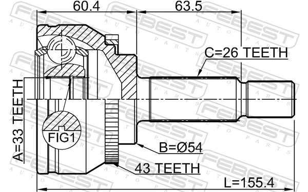 0410DG4A43 Febest Граната зовнішня