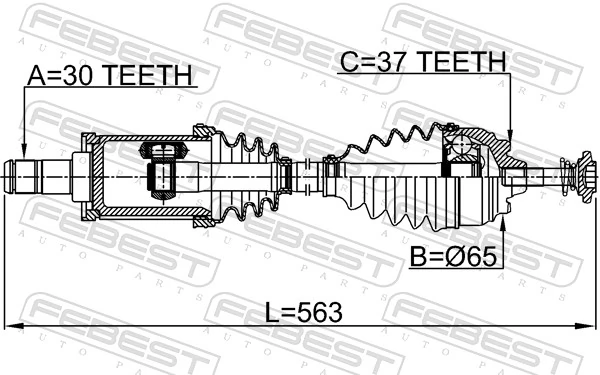 1914F10LH Febest Привід лівий