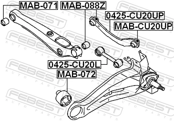 MAB072 Febest Сайлентблок заднього поздовжнього нижнього важеля