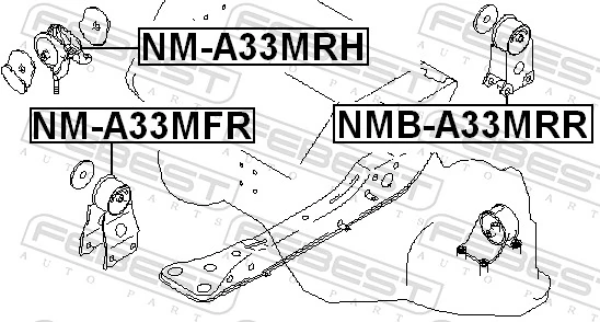 NMBA33MRR Febest Подушка (опора) двигуна, задня (сайлентблок)