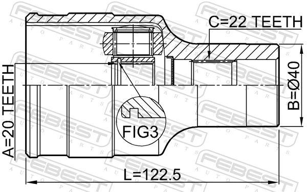 0711RM413RH Febest ШРКШ внутрішній, передній