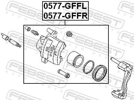0577GFFL Febest Супорт гальмівний, передній, лівий