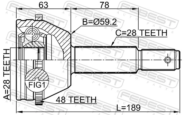 2110TT985A48 Febest Граната зовнішня