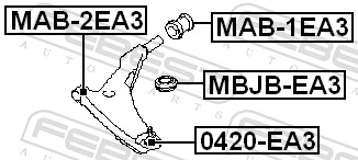 MAB2EA3 Febest Сайлентблок переднього нижнього важеля
