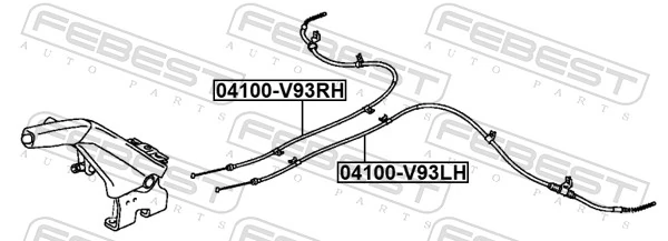 04100V93LH Febest Трос ручника задній лівий
