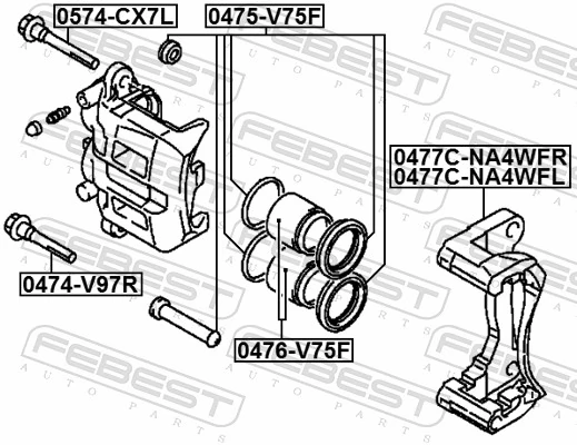 0475V75F Febest Ремкомплект гальмівної системи