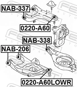 NAB338 Febest Сайлентблок задньої тяги
