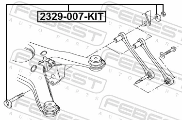 2329007KIT Febest Болт кріплення заднього розвального важеля, внутрішній
