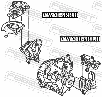 VWMB6RLH Febest Подушка (опора) двигуна, ліва задня