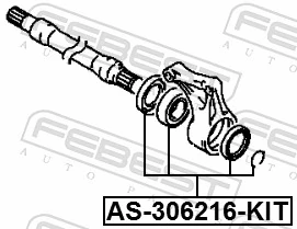 AS306216KIT Febest Підшипник піввісі переднього моста