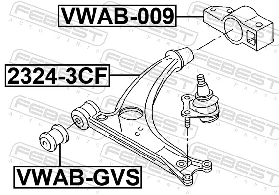 VWAB009 Febest Сайлентблок переднього нижнього важеля