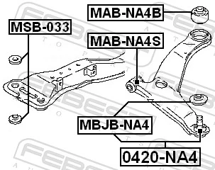 MABNA4S Febest Сайлентблок переднього нижнього важеля
